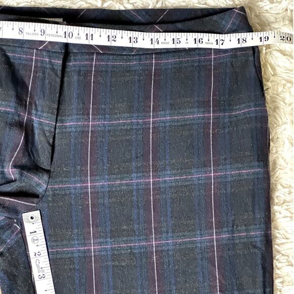 J.Jill Premium Bi-Stretch Flannel Plaid Ankle Trouser Pants Gray Work Women 14 - Picture 3 of 12